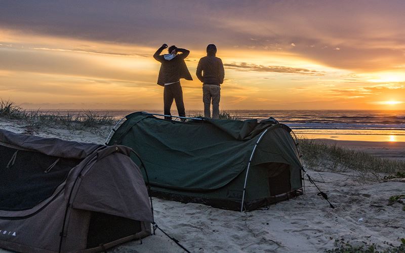 Winter swag camping Winter swag camping