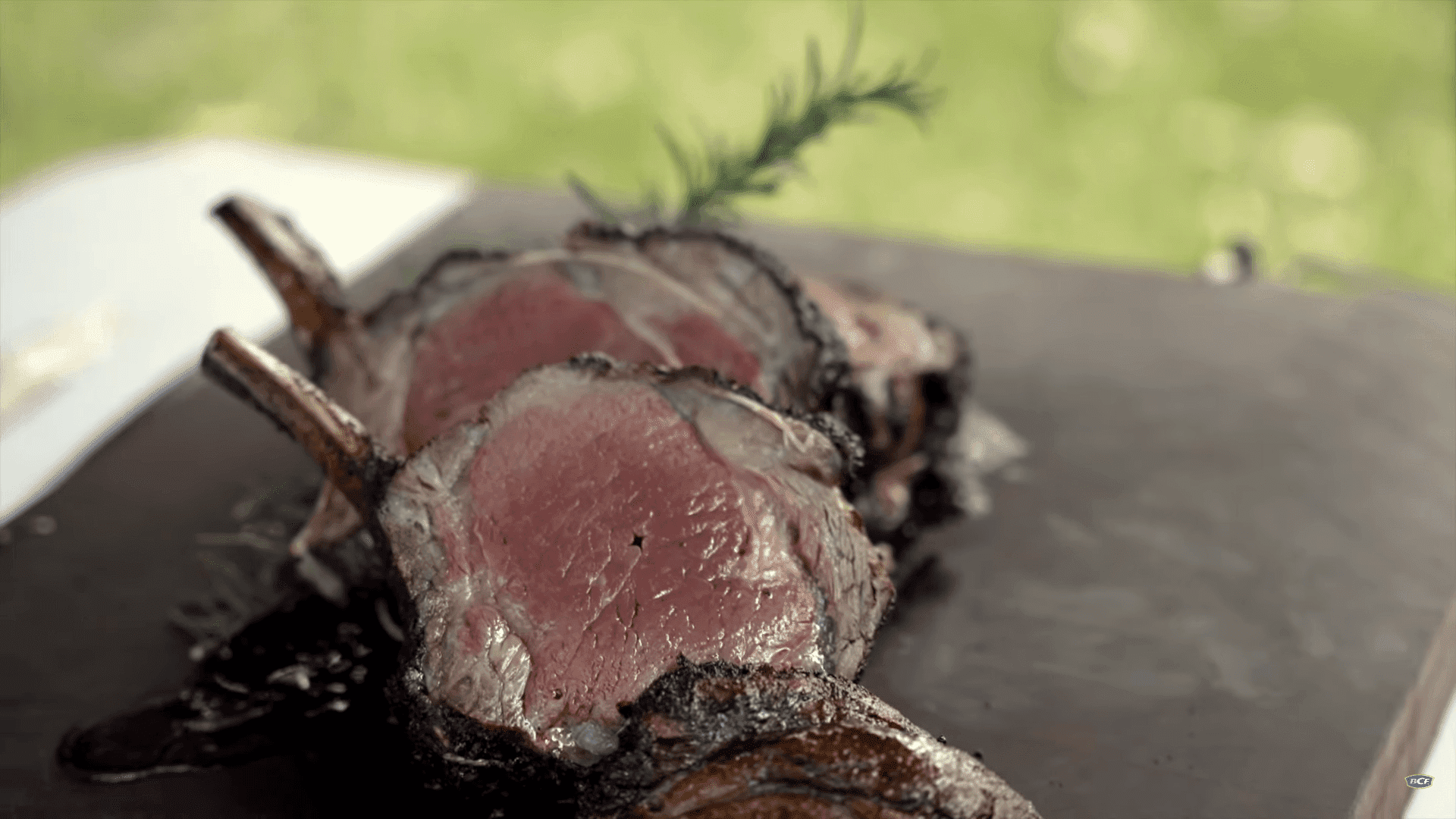 Smoked beef cooked perfectly to medium rare Medium rare meat