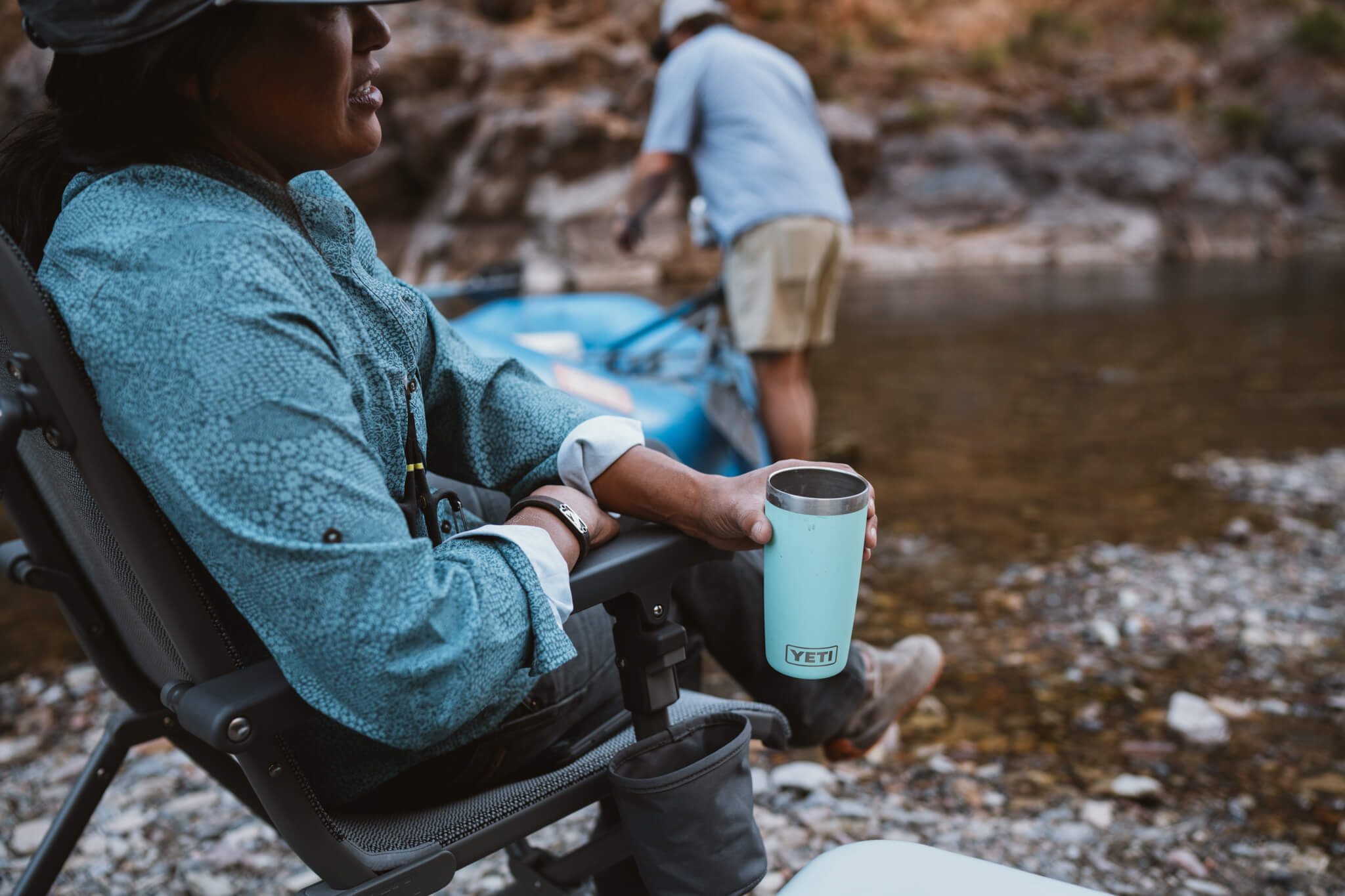 Yeti Mum Mum holding a Macpac tumbler